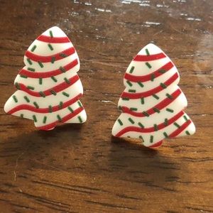 Christmas cake stud earrings never worn.